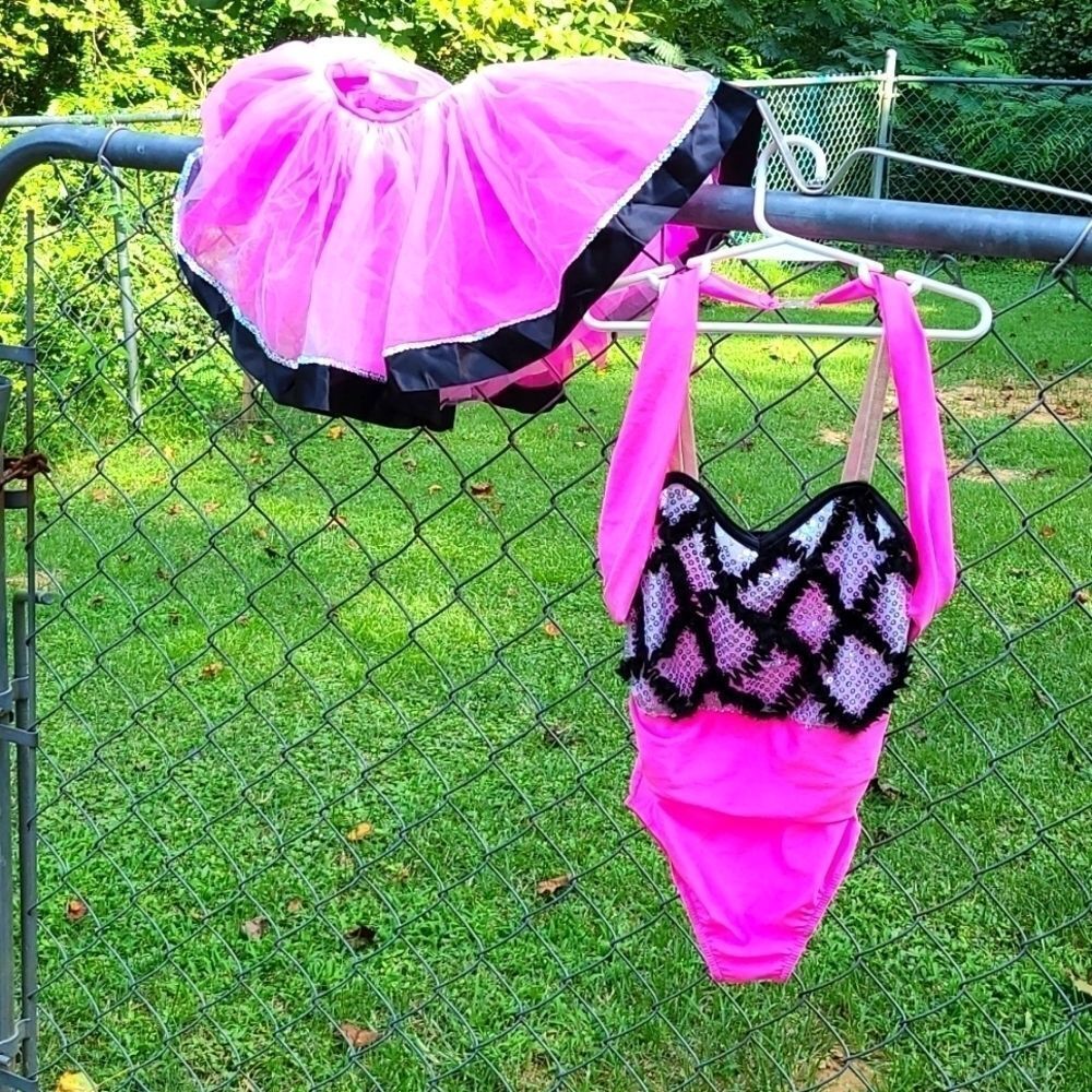 Costume gallery pink sequence halter dance costume
